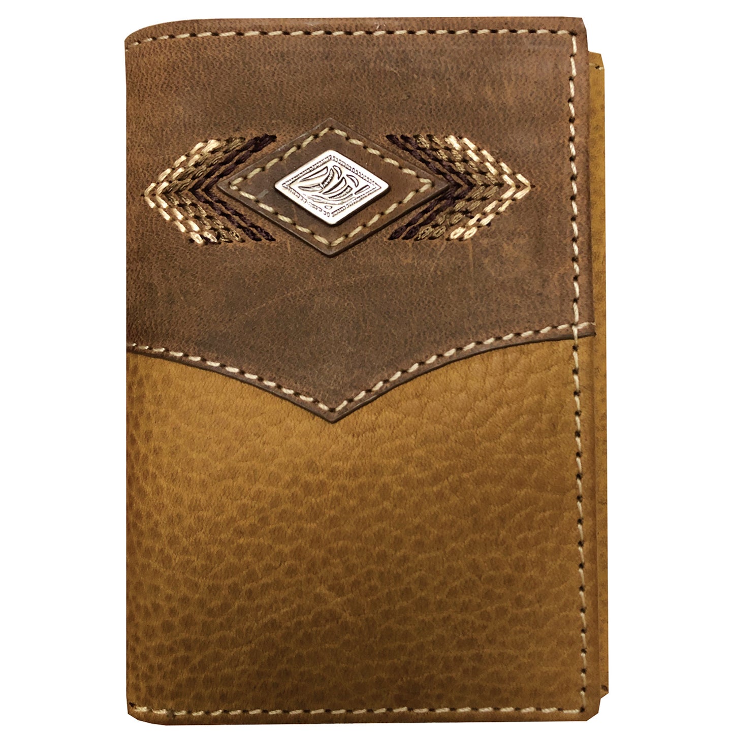 Roper Wallet - Tri Fold Diamond Concho Brown/Tan