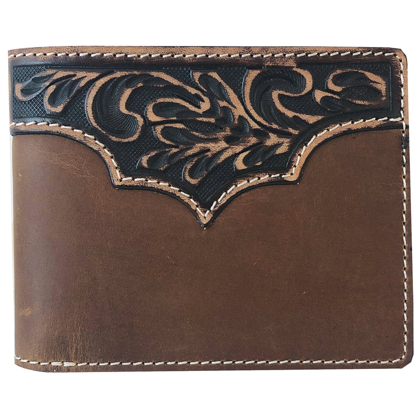 Roper Wallet - Bi Fold Tooled Yoke Tan