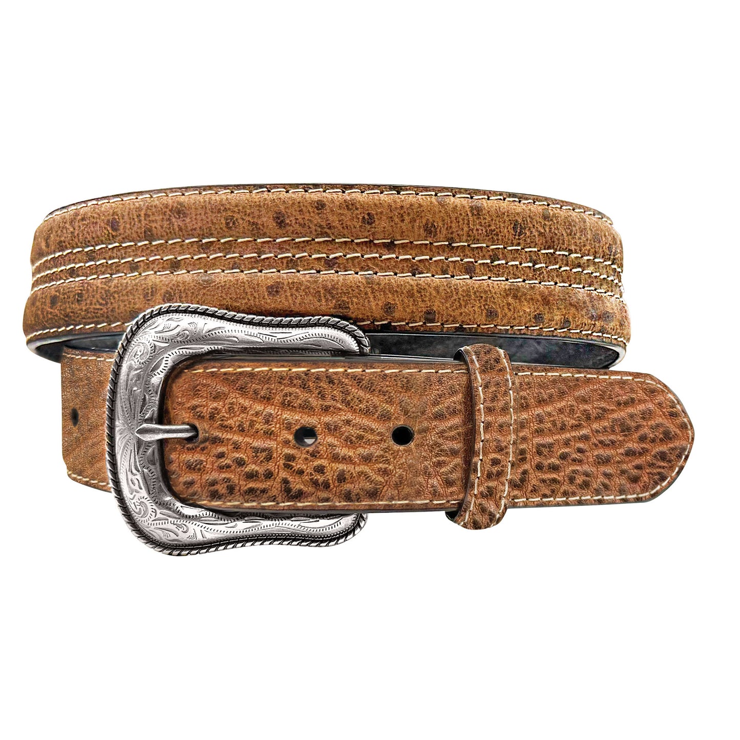 Roper Men's Belt 1/12" Genuine Leather Ostrich Print Strip - Brown 8691500-200