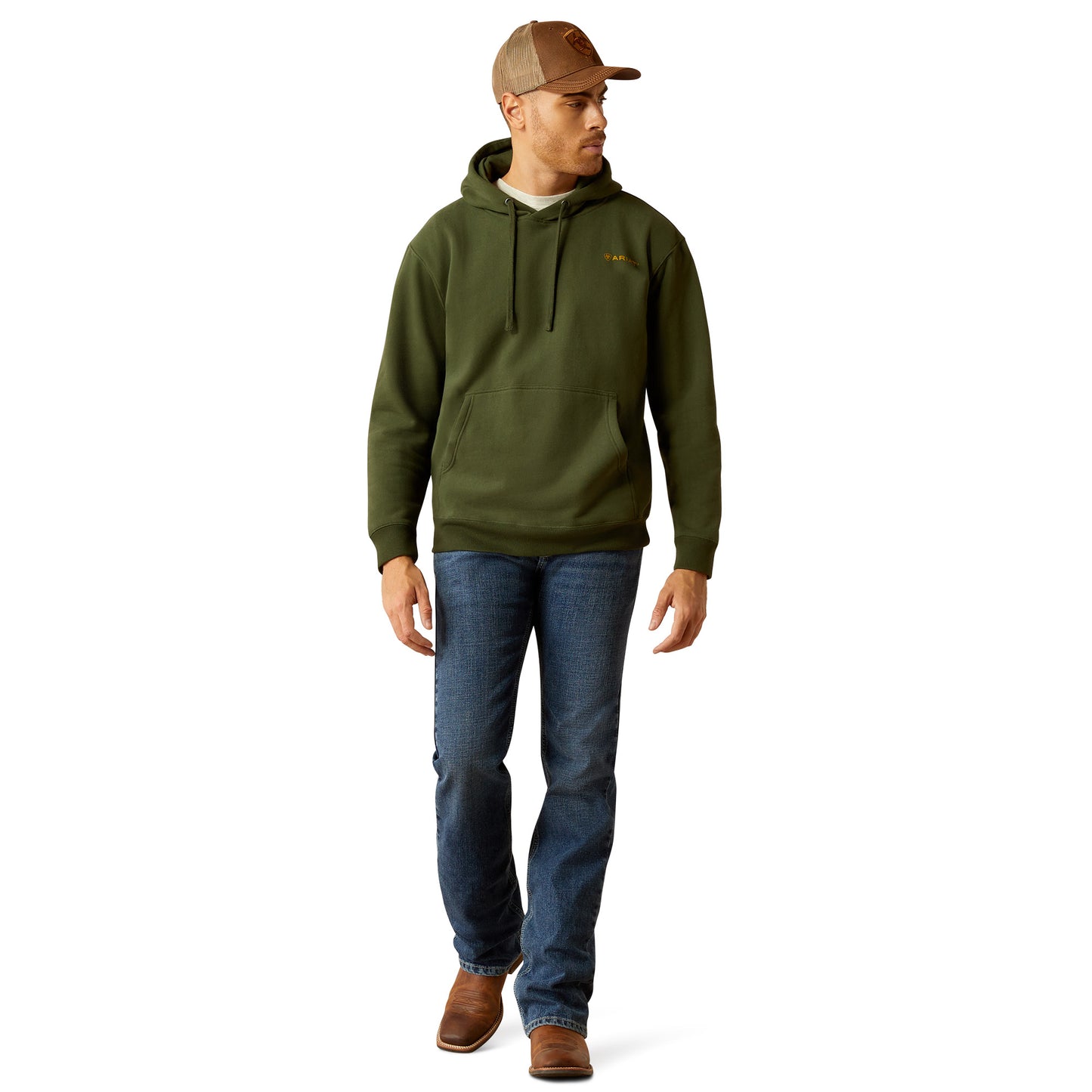 Ariat Mens Barbwire Skull Hoodie Dark Green