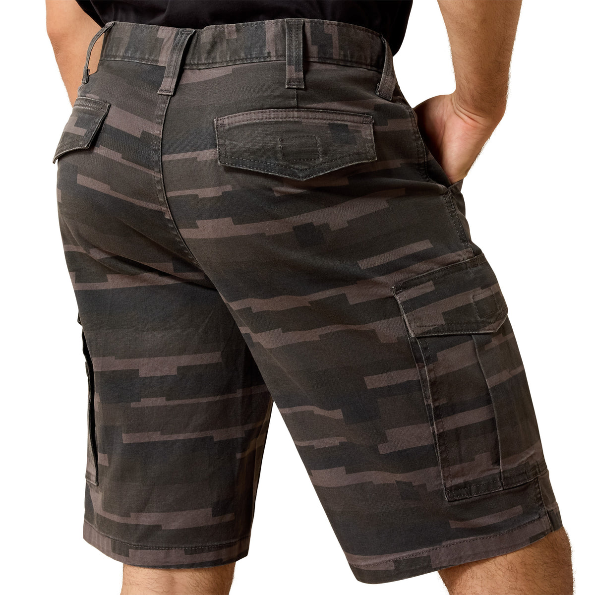 Ariat Men's Rebar Made Tough Durastretch Cargo 11" Short - Black Masonry Cargo