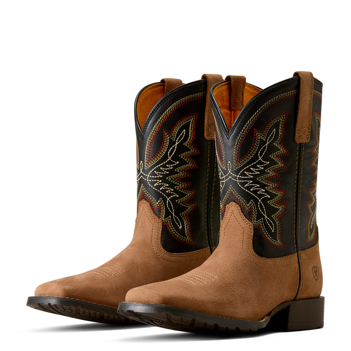 Ariat Kid's Hybrid Rancher Wide Square Toe Western Boot - Dusted Brown/ Black