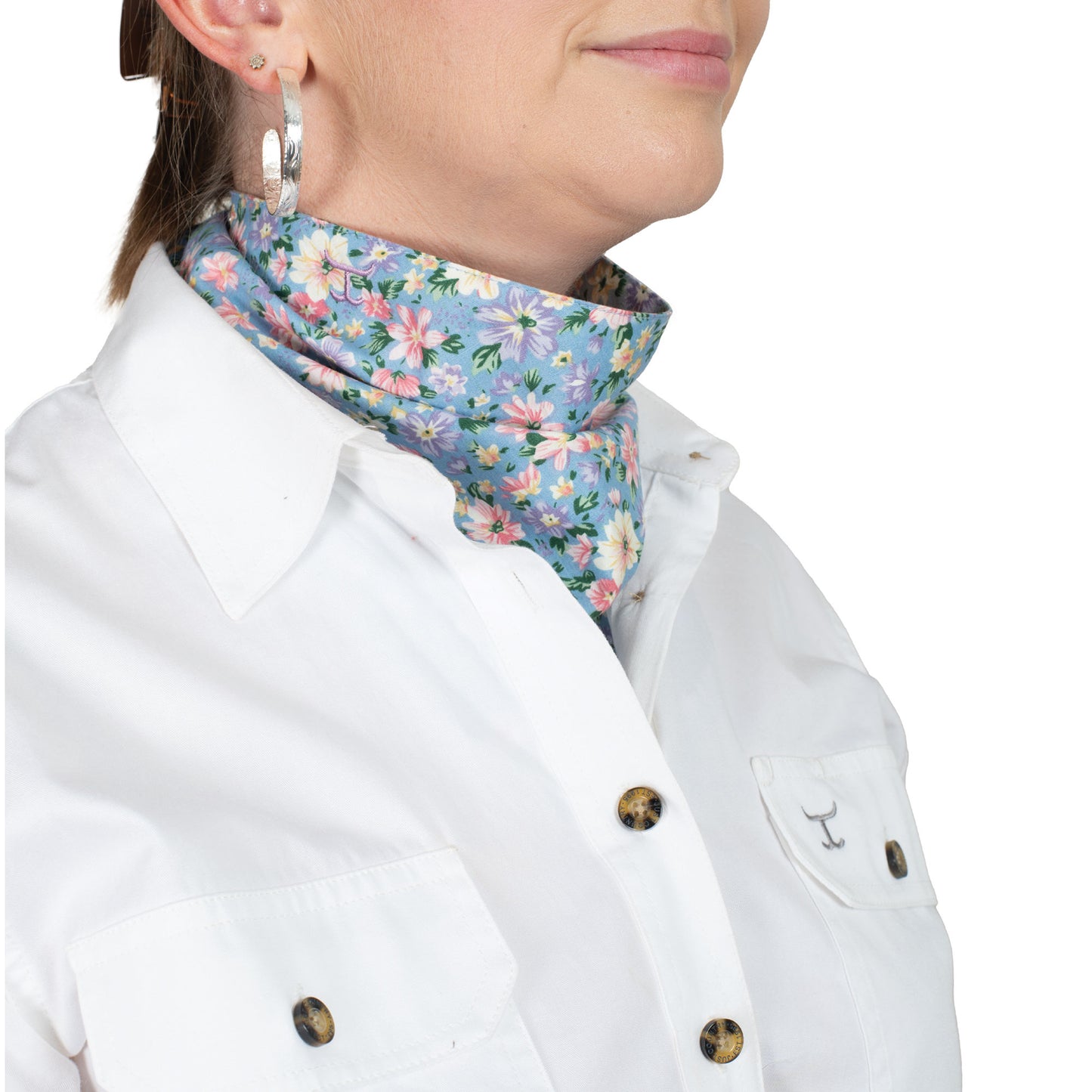Just Country Carlee Doubled Sided Scarf -Winter Sky Blue Floral/Blue Bell Floral SCF2547