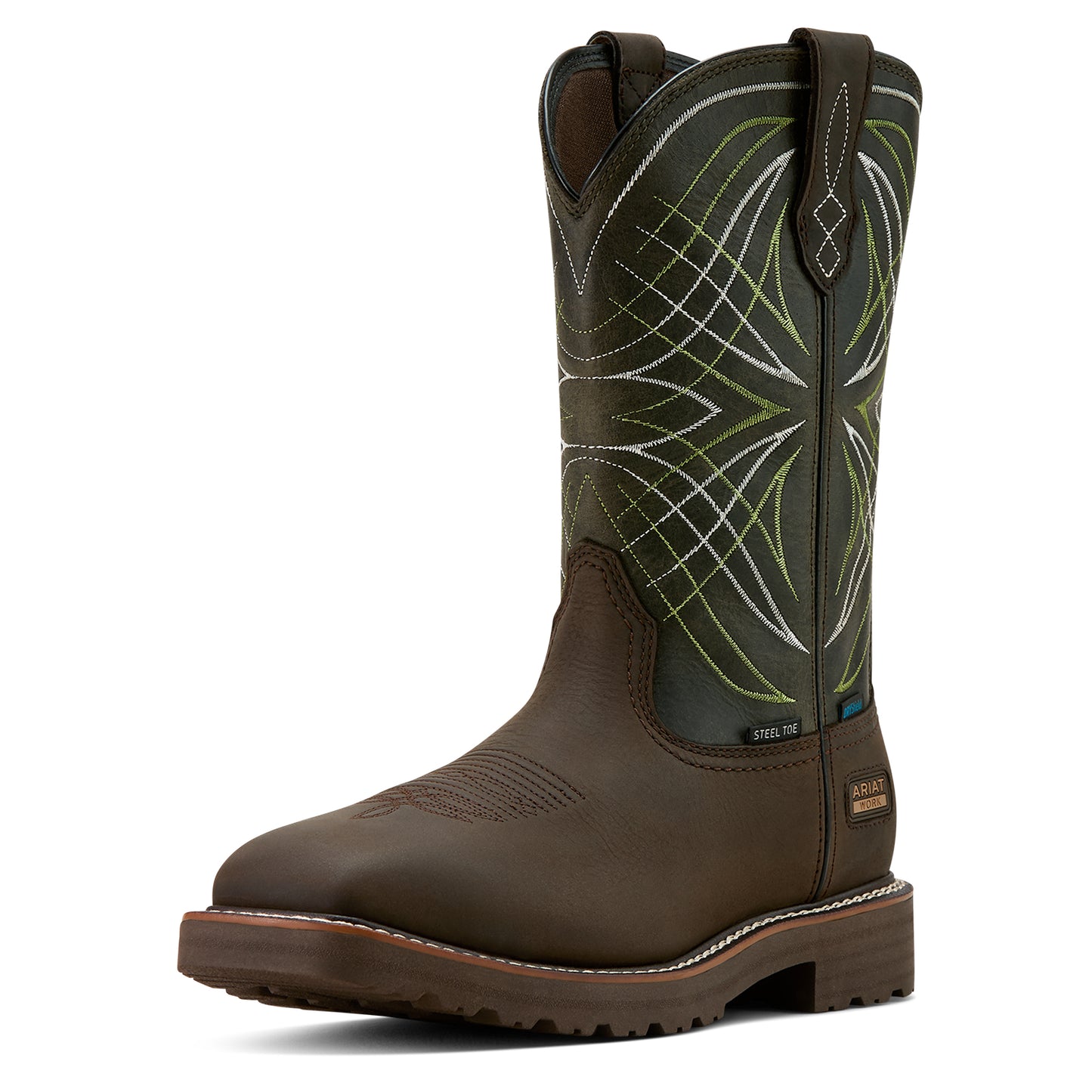 Ariat Men's Activator Waterproof Steel Toe Work Boot - Dark Brown/Green