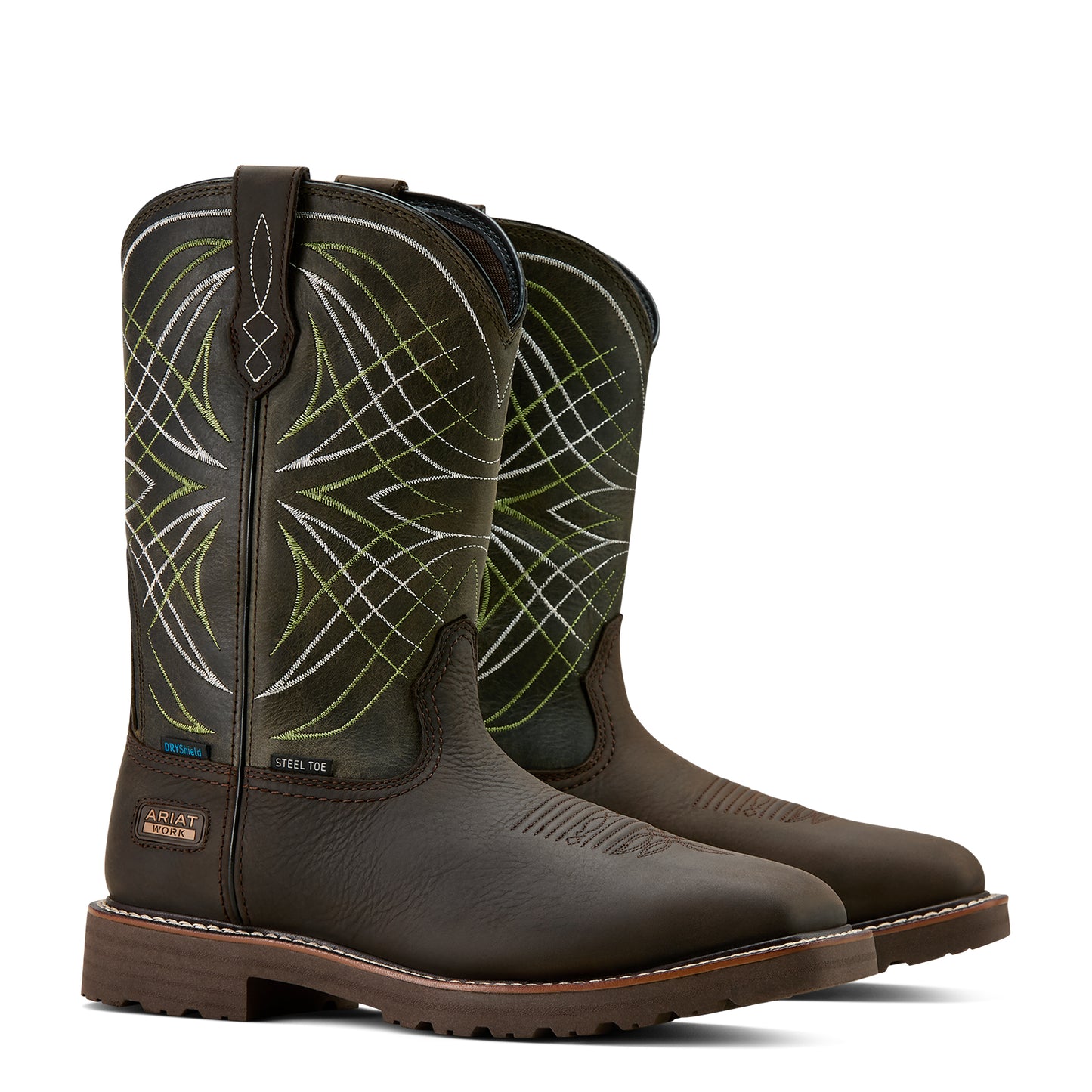 Ariat Men's Activator Waterproof Steel Toe Work Boot - Dark Brown/Green