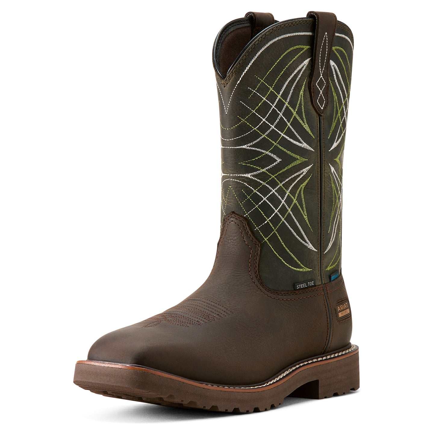 Ariat Men's Activator Waterproof Steel Toe Work Boot - Dark Brown/Green