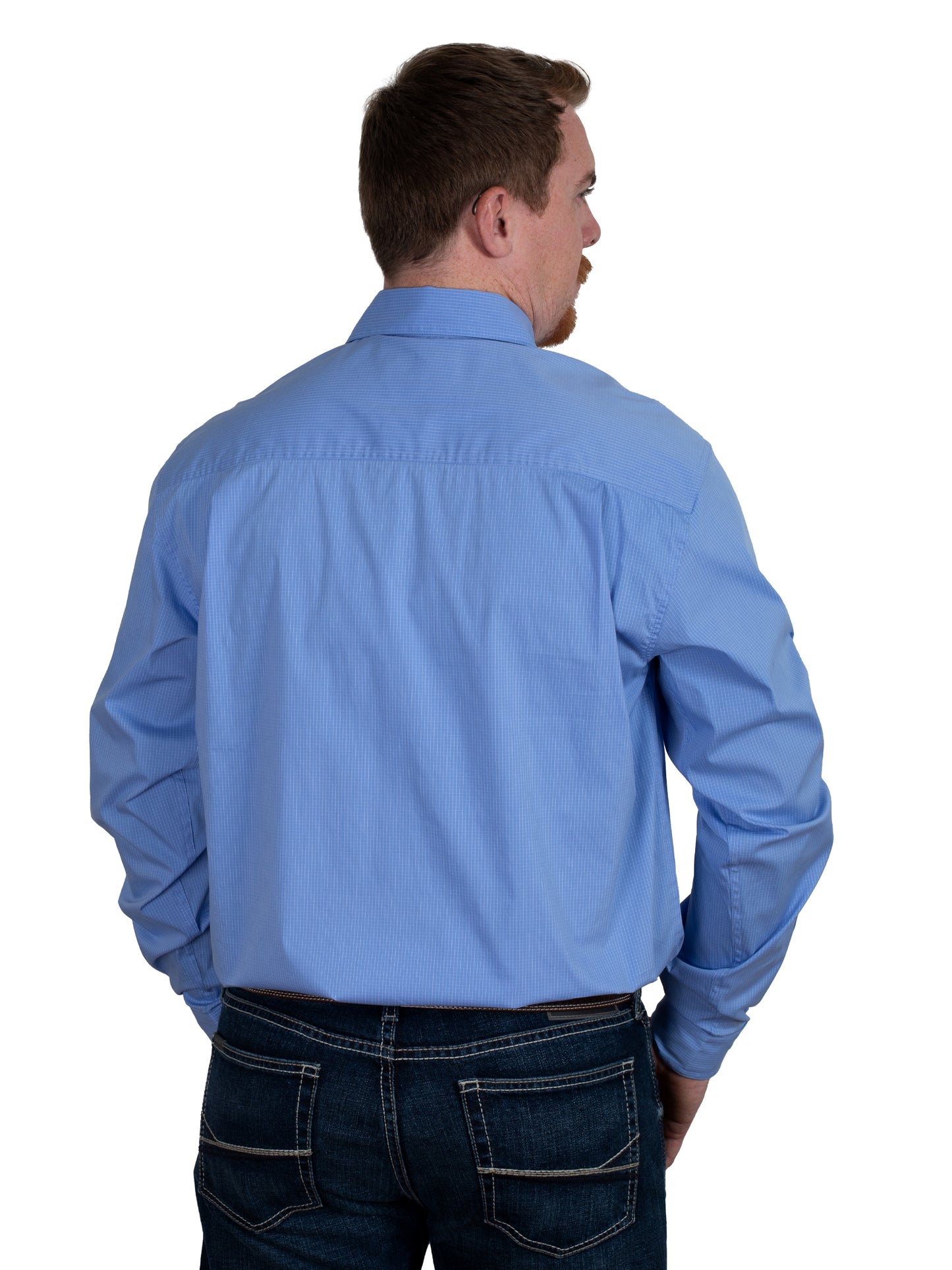 Just Country Mens Full Button Cornflower Check Print Workshirt MWLS2433