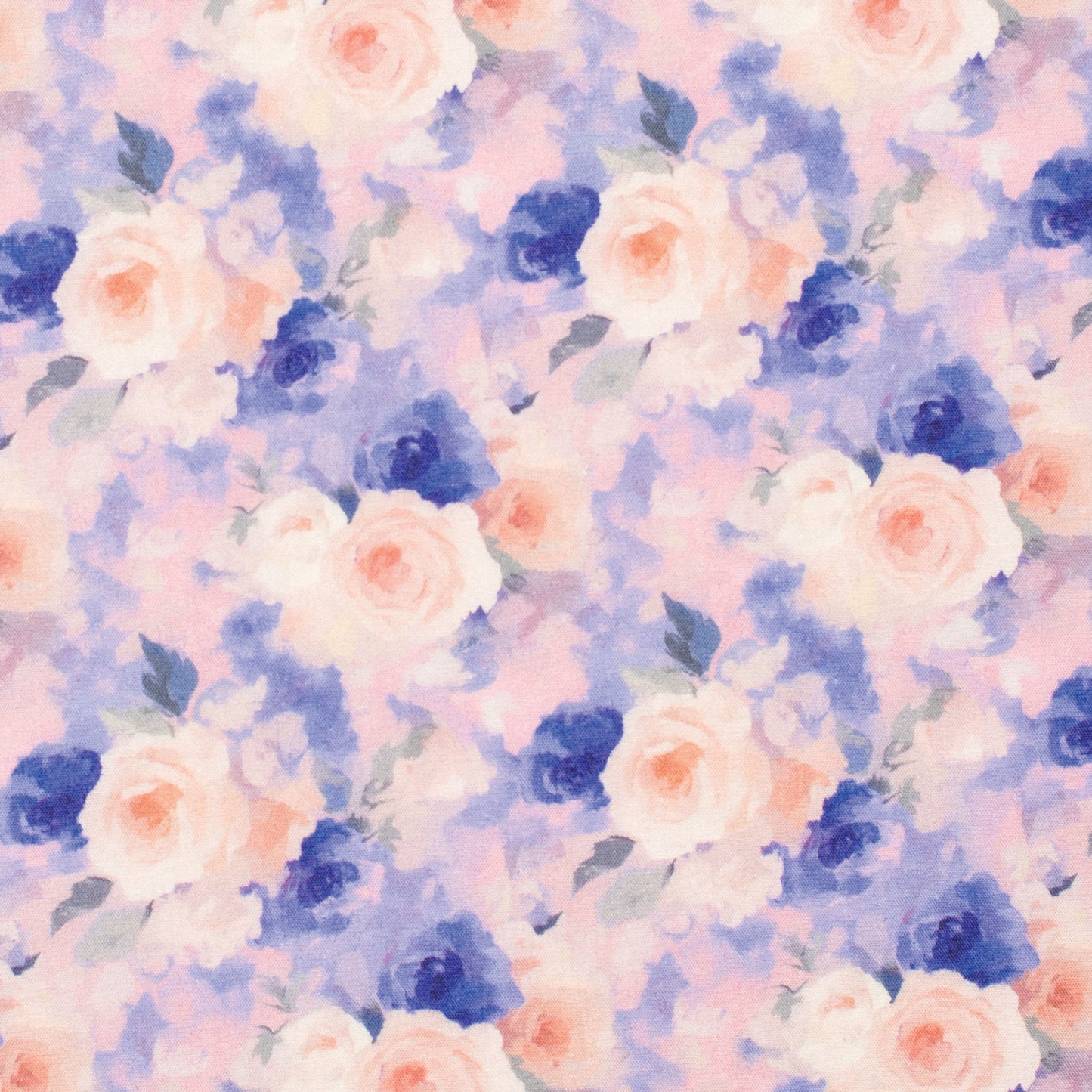 Just Country Women's Georgie Half Button Workshirt - Blue & Baby Pink Watercolour Roses