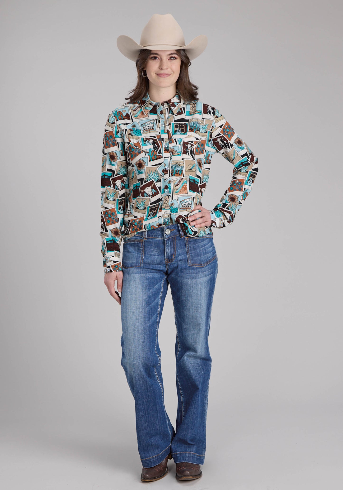 Roper Womens Five Star Collection Long Sleeve Print Shirt 03-050-0590-0184