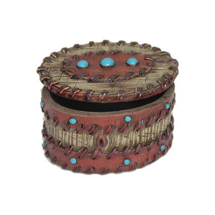 PURE WESTERN LEATHER WOOD LOOK SMALL JEWELLERY BOX