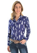 PURE WESTERN WMNS FEATHER PRINT L/S SHIRT