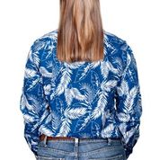 JUST COUNTRY WMNS ABBEY F/BUTTON BLUE LEAVES SHIRT
