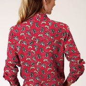 ROPER WMNS FIVE STAR COLLECTION LS BLOUSE RED