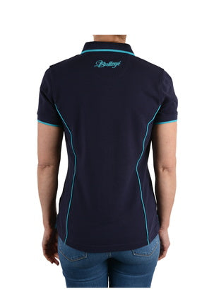 BULLZYE WMNS PIPED POLO - NAVY/AQUA