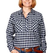 JUST COUNTRY WMNS JAHNA WORSHIRT ROYAL/WHITE