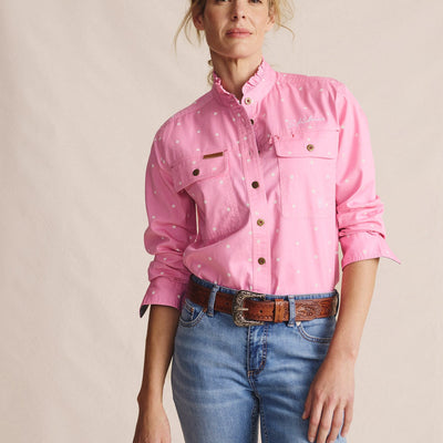 Kidman Women's Lilly Pilly  Light Weight Full Button Work Shirt - Pale Pink