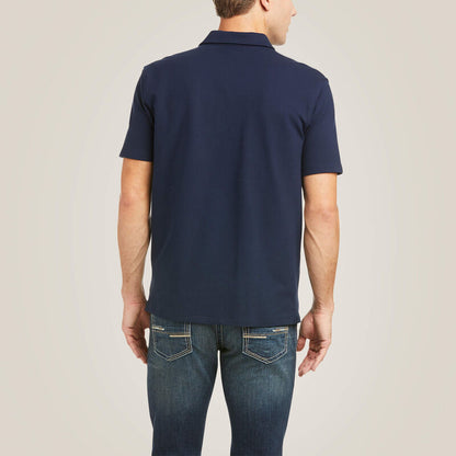 Ariat Men's Medal Short Sleeve Polo - Navy