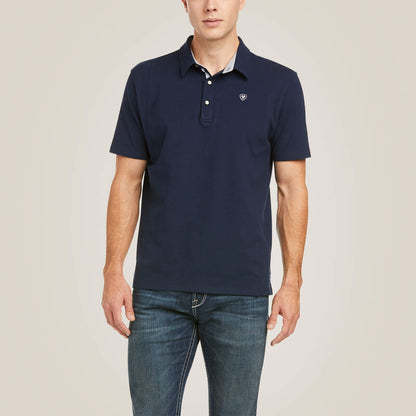 Ariat Men's Medal Short Sleeve Polo - Navy
