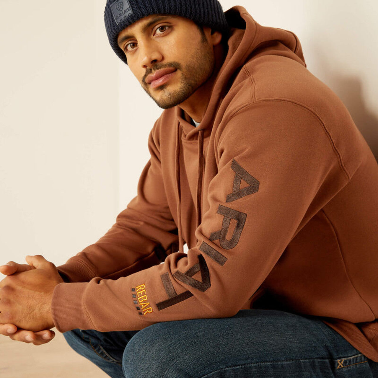 Ariat Mens Rebar Graphic Hoodie Aztec / Coffee Bean