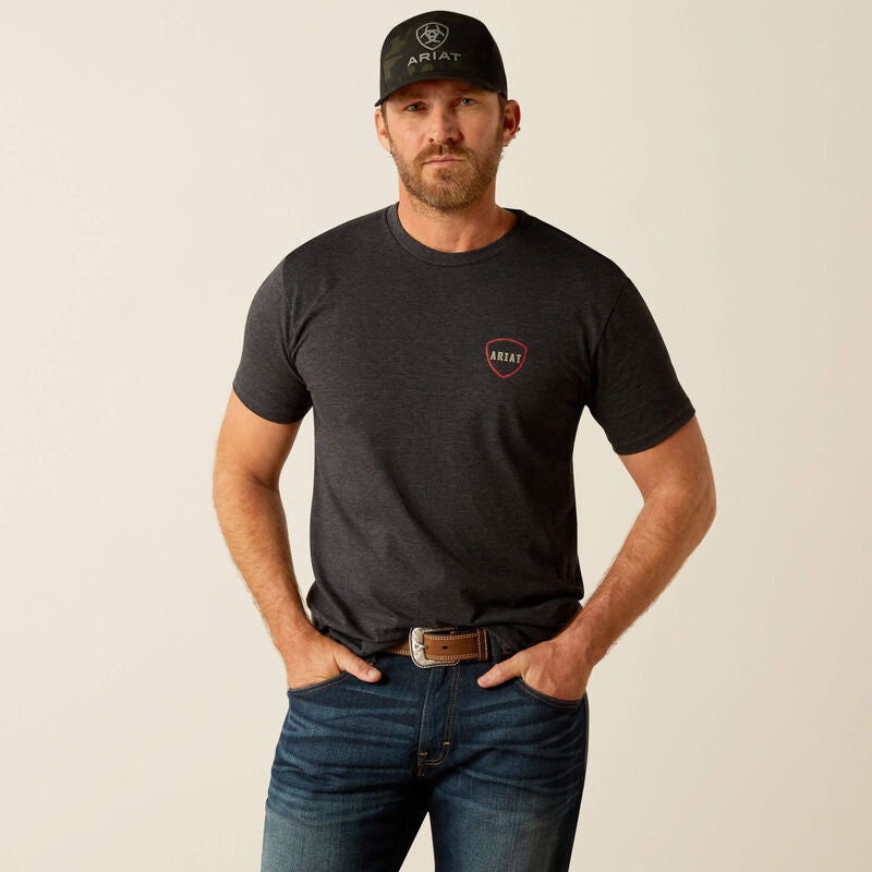 Ariat Mens Barbed Flag T-shirt Charcoal Heather