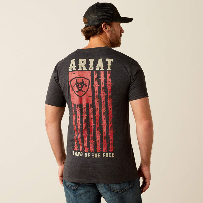 Ariat Mens Barbed Flag T-shirt Charcoal Heather