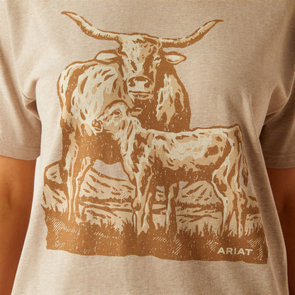 Ariat Women's Longhorn Tee - Oatmeal Heather