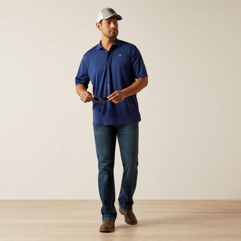 Ariat Mens Tek Short Sleeve Polo - Blue Depths