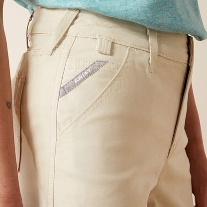 Ariat Womens Rebar Perfect Rise Made Tough 6" Short - Moonbeam