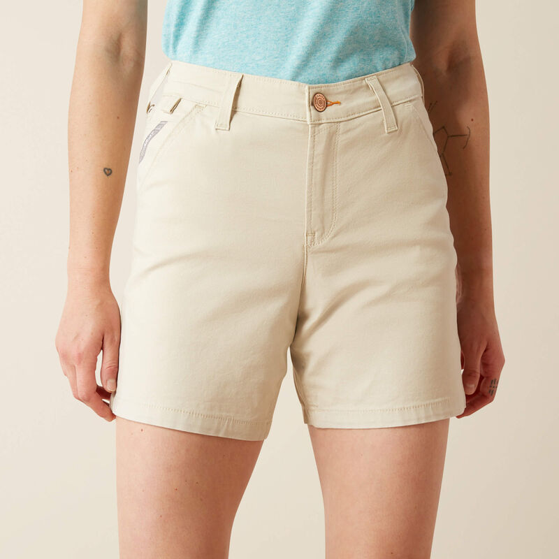 Ariat Womens Rebar Perfect Rise Made Tough 6" Short - Moonbeam