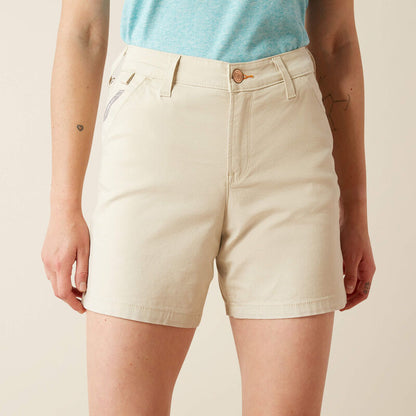 Ariat Womens Rebar Perfect Rise Made Tough 6" Short - Moonbeam