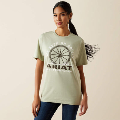 Ariat Women's Keep On Rollin Tee- Desert Sage Heather
