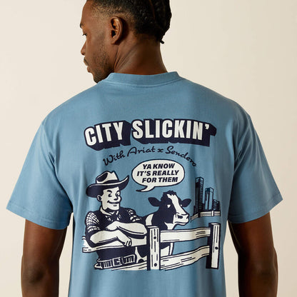 Ariat Men's Sendero Country Fences Tee - Copen Blue