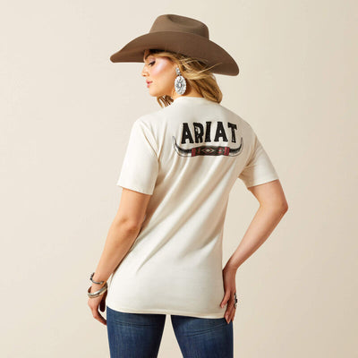 Ariat Women's Bull Horn Tee- Natural