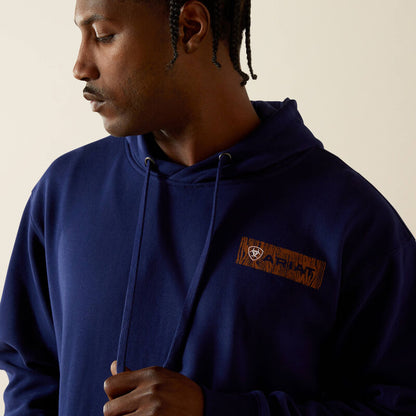 Ariat Men's Woodshop Stack Hoodie - Navy