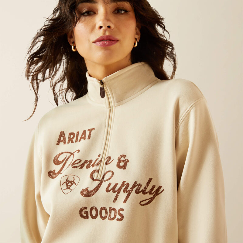 Ariat Women's Denim & Supply 1/2 Zip Sweatshirt - Oyster Grey