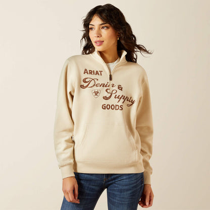 Ariat Women's Denim & Supply 1/2 Zip Sweatshirt - Oyster Grey