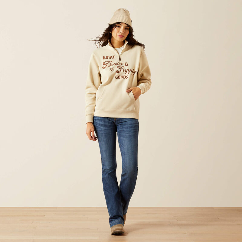 Ariat Women's Denim & Supply 1/2 Zip Sweatshirt - Oyster Grey