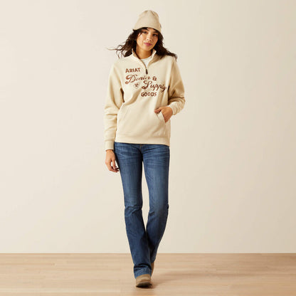 Ariat Women's Denim & Supply 1/2 Zip Sweatshirt - Oyster Grey