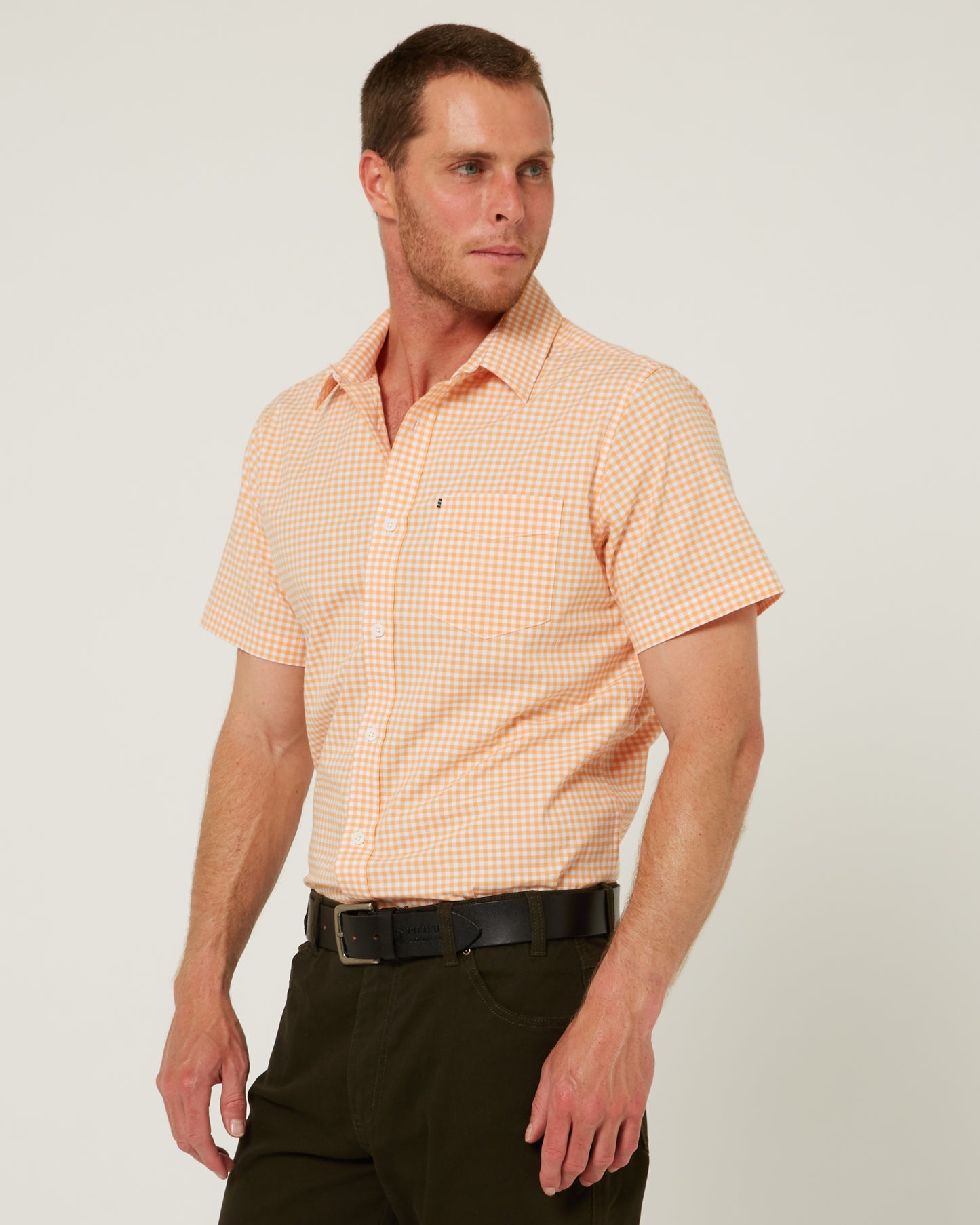 Pilbara Men's Short Sleeve Gingham Shirt - RMPC173S