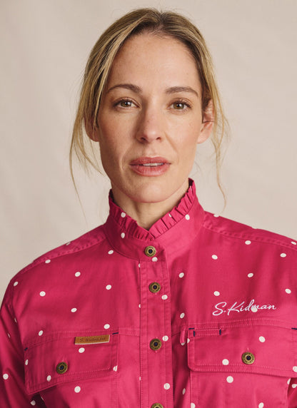 Kidman Women's Lilly Pilly  Light Weight Full Button Work Shirt - Pink