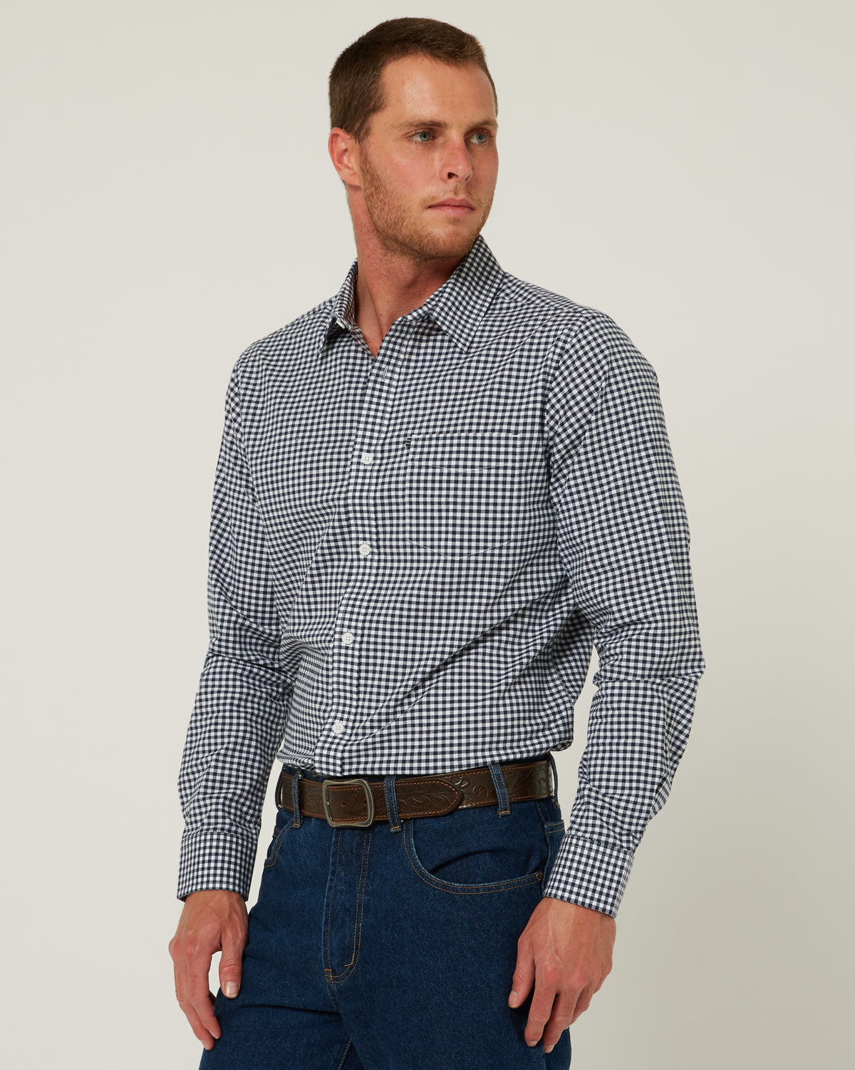 Pilbara Men's Long Sleeve Gingham Shirt - RMPC173