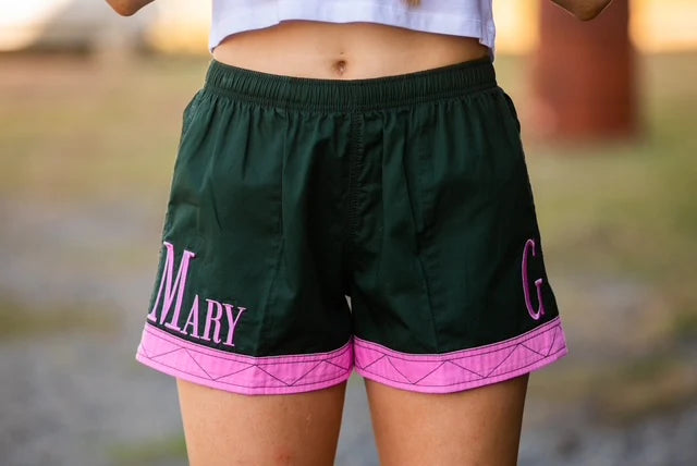 MaryG - Old School Heritage Green | Neon Pink Panel Short