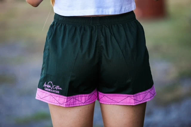MaryG - Old School Heritage Green | Neon Pink Panel Short
