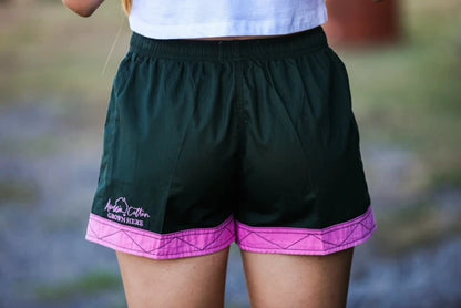 MaryG - Old School Heritage Green | Neon Pink Panel Short
