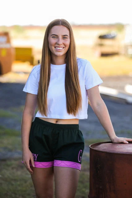 MaryG - Old School Heritage Green | Neon Pink Panel Short