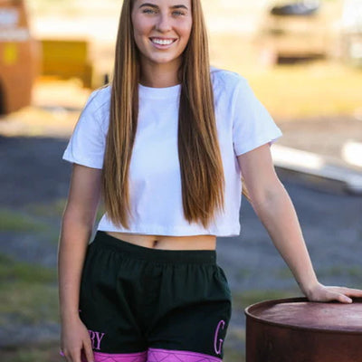MaryG - Old School Heritage Green | Neon Pink Panel Short