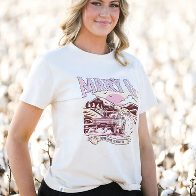 MaryG - Womens Classic Fit T-Shirt - "Home is Where the Heart Is" - Lighter Beige