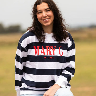 MaryG - (Womens) Crew Neck Sweatshirt (French Navy | White)