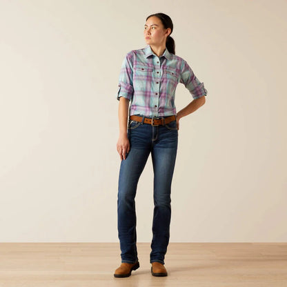 Ariat Womens Rebar Made Tough Durastretch Long Sleeve Work Shirt - Aquatic