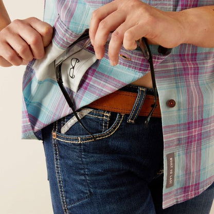 Ariat Womens Rebar Made Tough Durastretch Long Sleeve Work Shirt - Aquatic